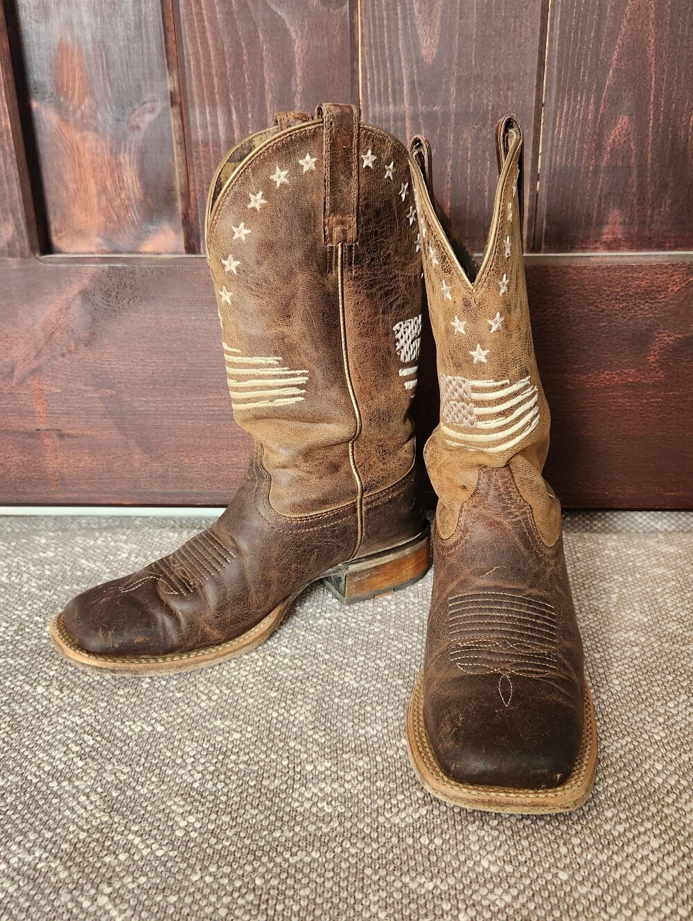 Ariat Womens Circuit Patriot Square Toe Flag Embroidered Cowboy Boots Size 6.5